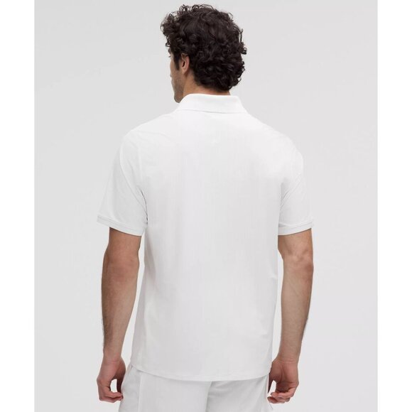 UV-Protective Striped Mesh Tennis Polo Shirt - White - Picture 2 of 4